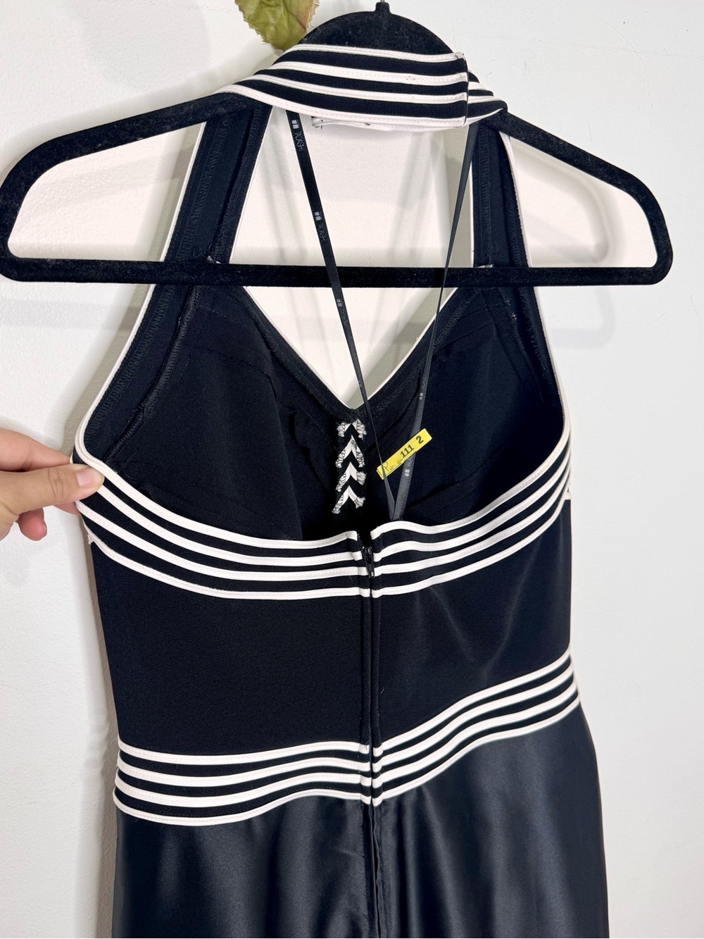 Vintage Holt Renfrew Chevron Striped Halter Gown - Picture 5 of 8